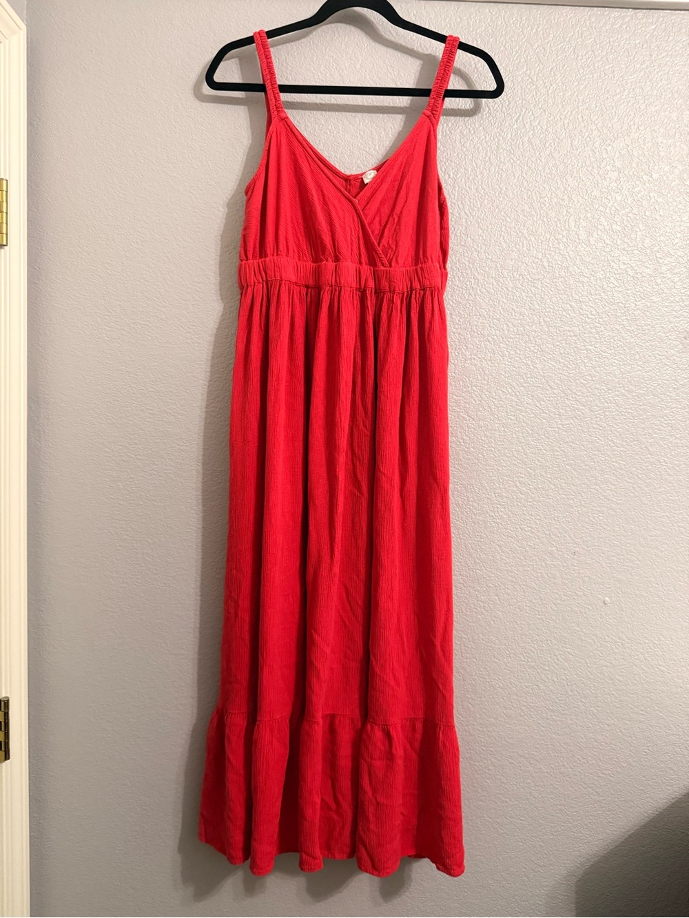 LOFT Beach Red Sleeveless V-Neck Maxi Dress